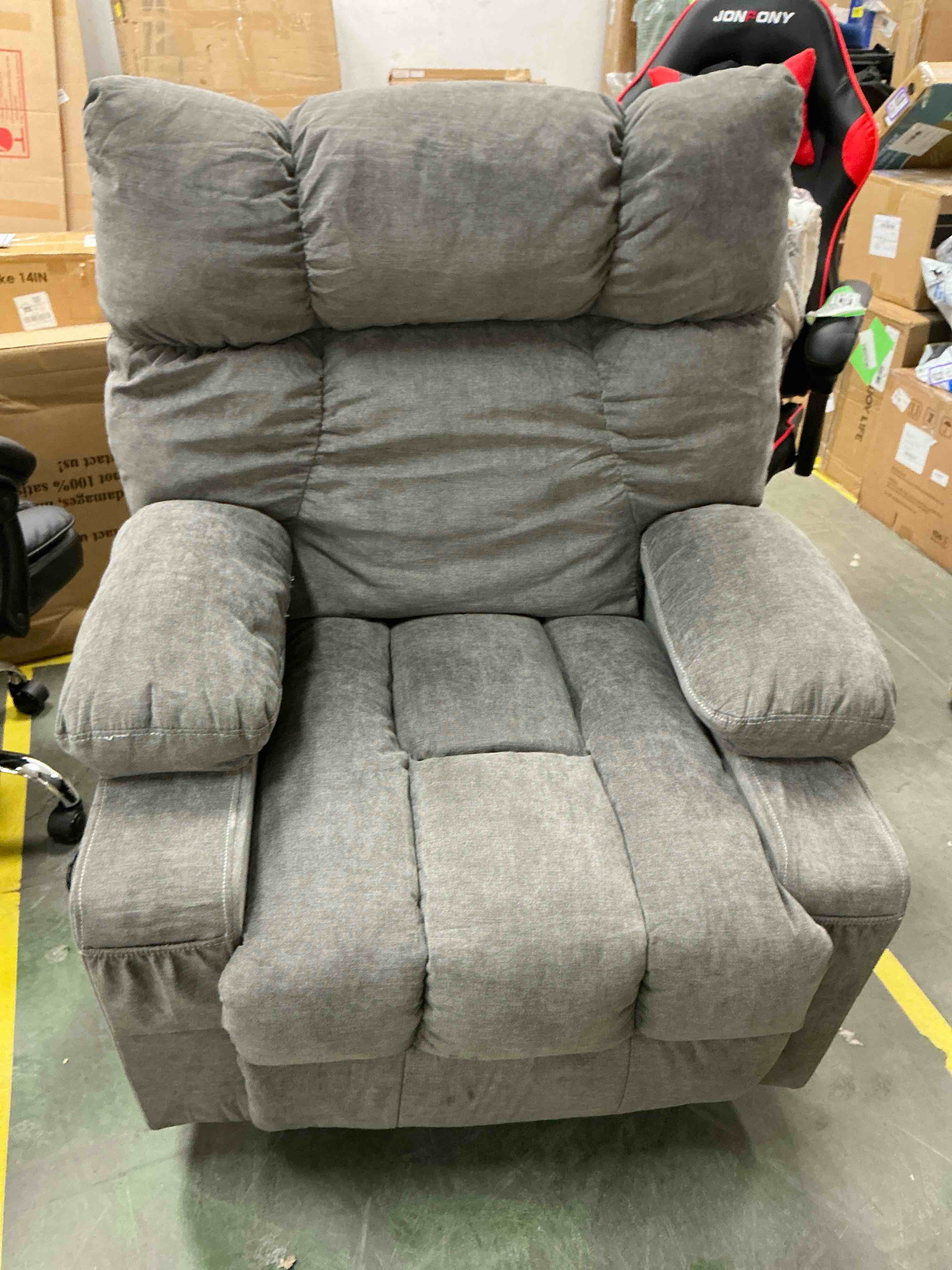 Condition photo showing Good Condition for JONPONY Manual Recliner Chair with Heat Therapy and Massage Function, Heavy Duty Reclining Mechanism Massage Chair, Elderly Single Rocker Sofa with Cup Holders for Bedroom Home Theater,Grey