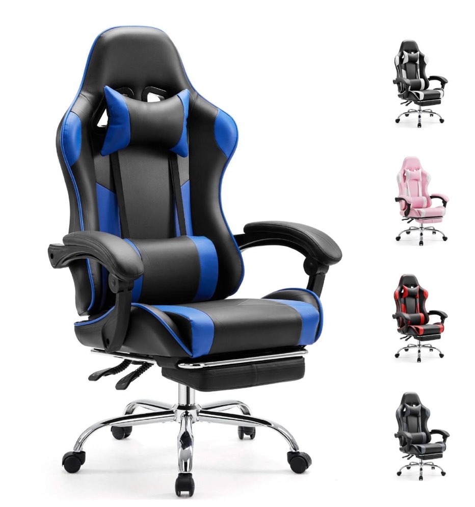 EDX Ergonomic Gaming Chair High Back Office Chair with Lumbar Support and Adjustable Armrests Swivel Racing Chair, Black and Blue