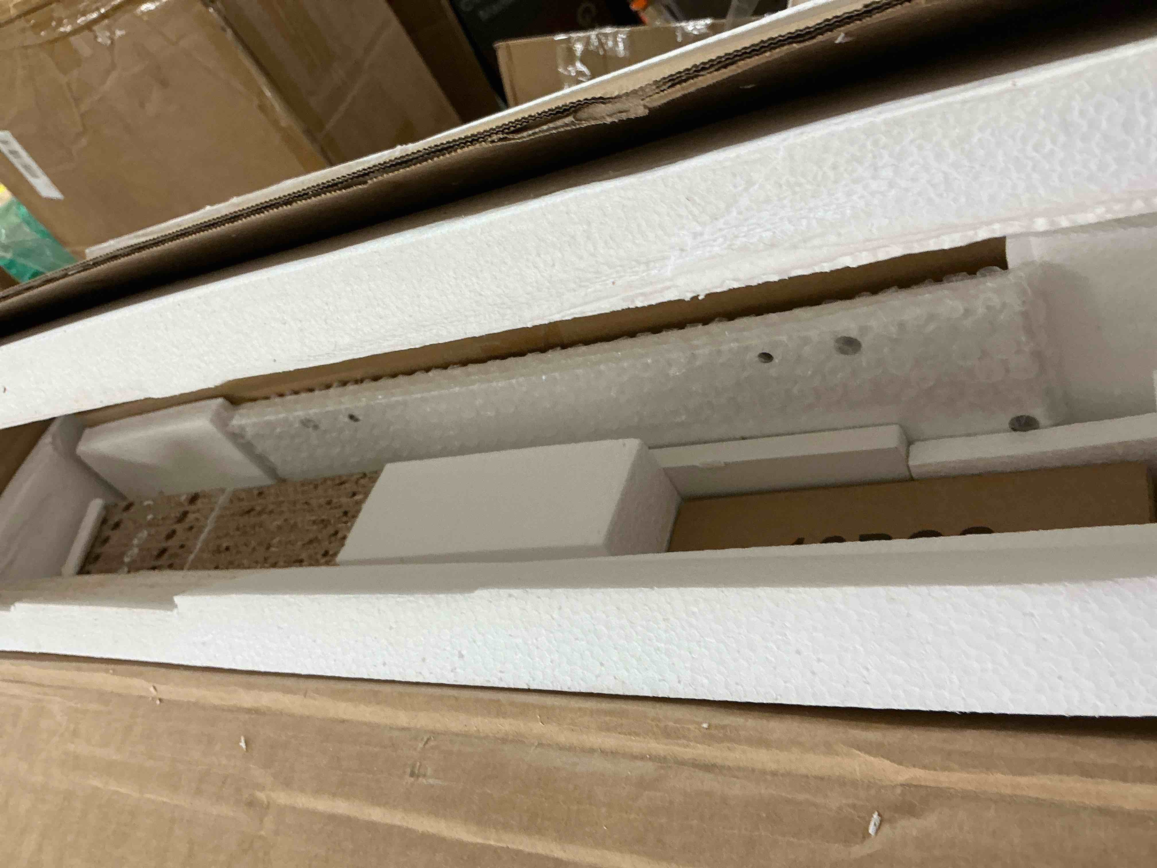 Condition photo showing New/Like New for Ktaxon Large Makeup Vanity, Get Ready with Me GRWM Vanity Table Set w/ Visible Glass Top w/ Charging Station, White