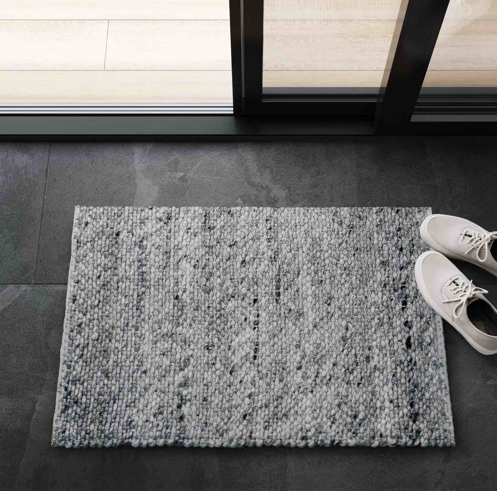 2'x3' Chunky Knit Wool Woven Rug Gray - Threshold™: Handmade Accent, Flat Pile, Indoor Use