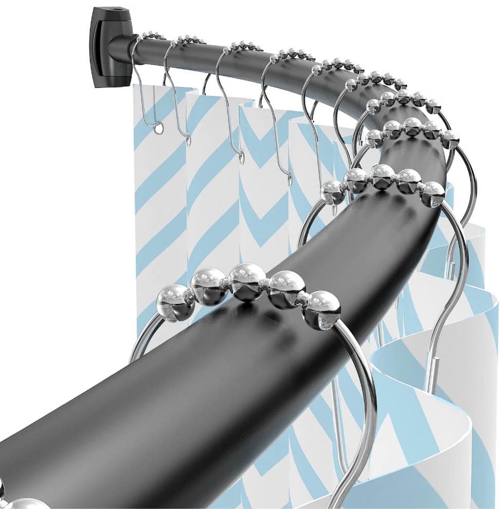 Yeabett Curved Shower Curtain Rod 43-72 Inches Adjustable, Shower Rods for Bathroom Aluminum Rustproof, Round shower curtain rod Expandable, Black