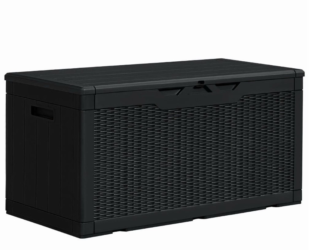 Condition photo showing New/Like New for Homall 100 Gallon Outdoor Patio Box Deck Plastic Resin Storage Box Backyard, Black