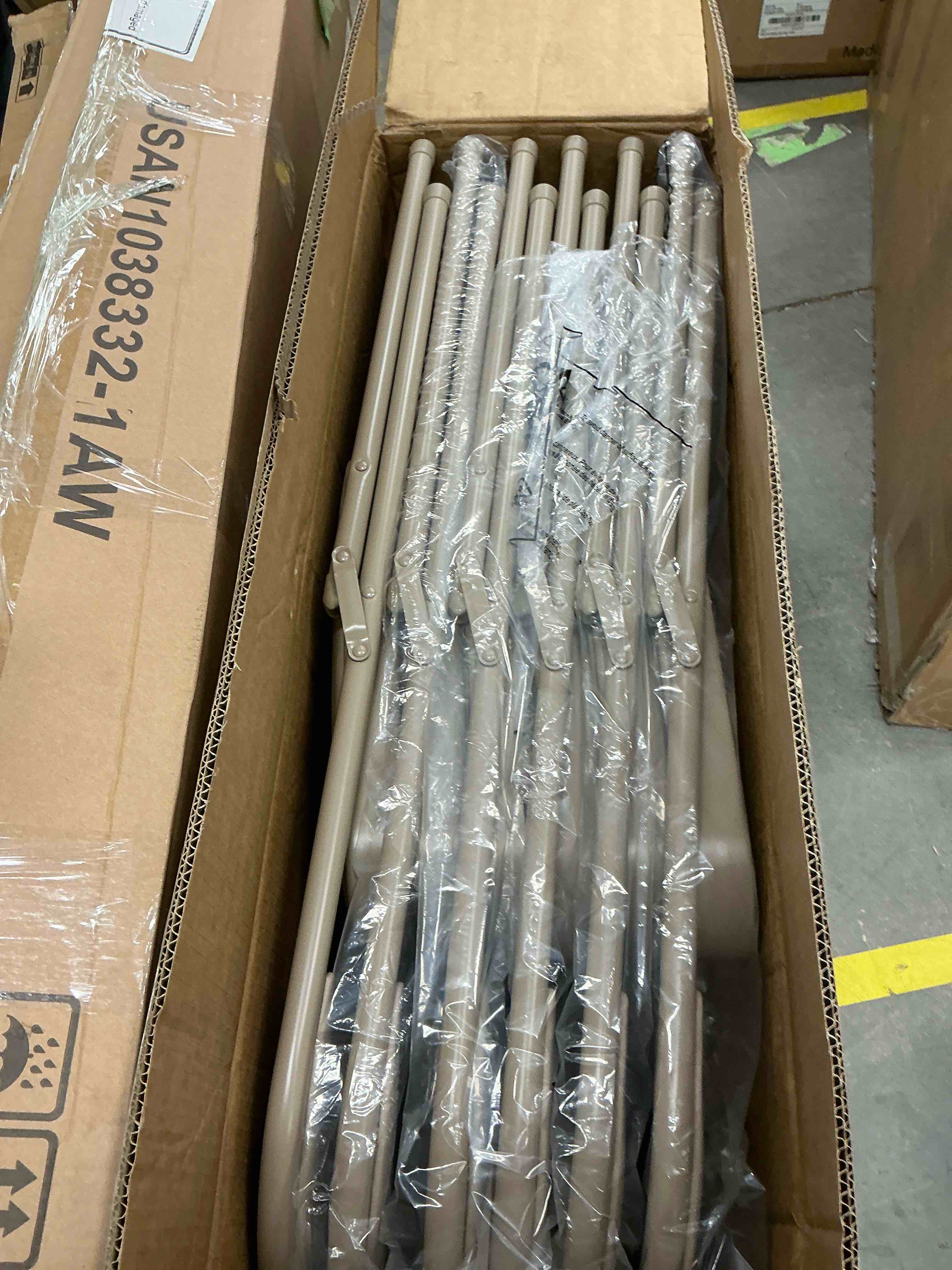 Condition photo showing New/Like New for Furnibear 6 Pack Folding Chairs, Leather Padded Cushion Chairs with Comfortable Cushion and Stainless Steel Frame for Home and Office, for Indoor and Outdoor Events,Brown