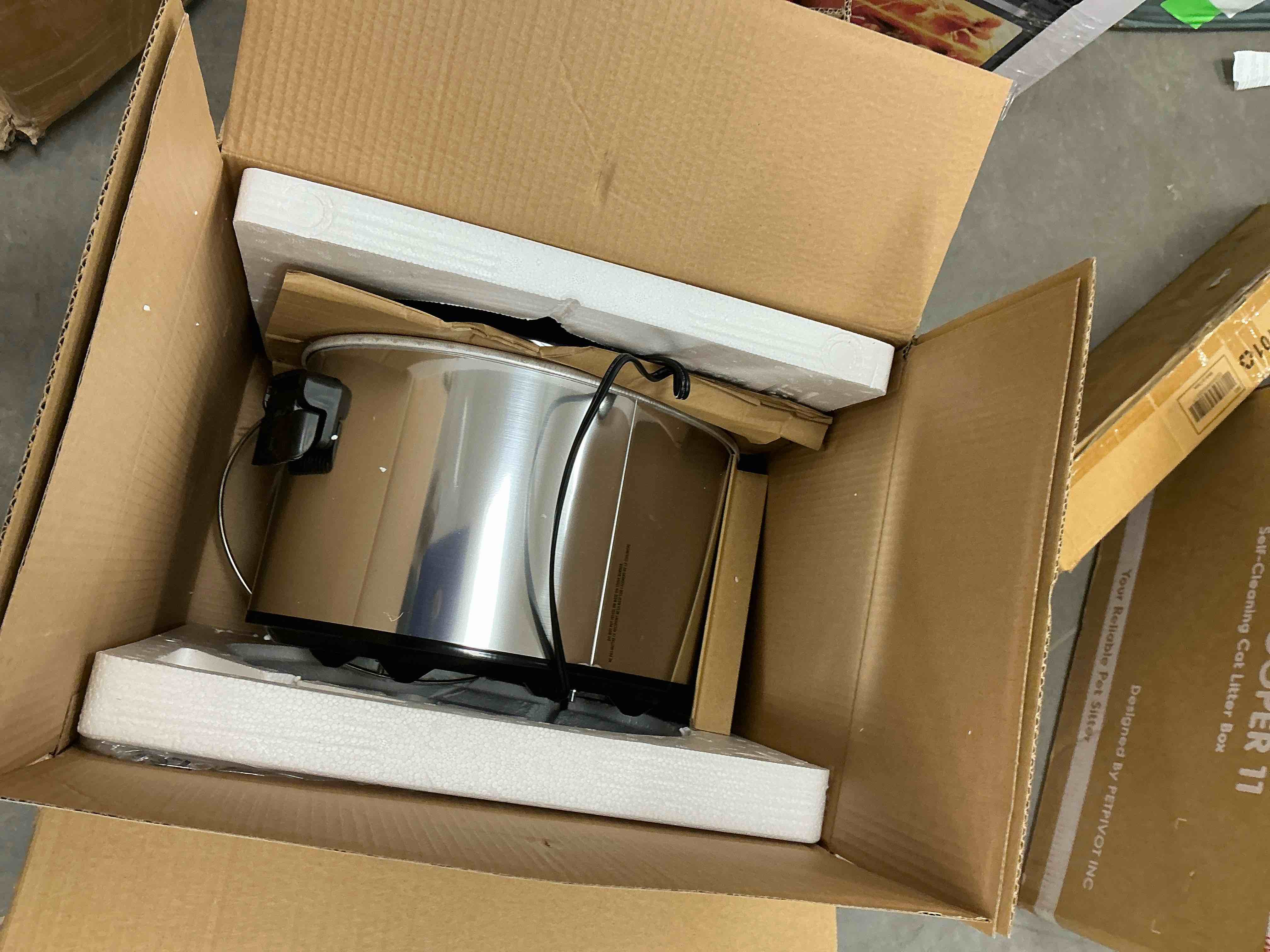 Condition photo showing Good Condition for Hamilton Beach 10qt Slow Cooker - Silver: Large Stoneware Pot, 4 Knob Settings, Stay-Cool Handles, 450W, Hand Wash