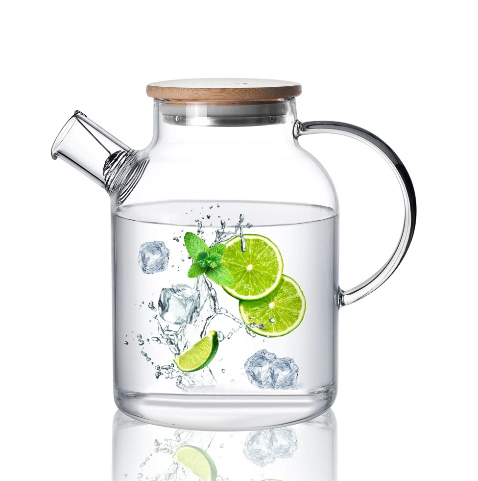 CnGlass Glass Teapot Stovetop Safe,50.7oz/1500ml Clear Teapots with Removable Filter Spout,Teapot for Loose Leaf and Blooming Tea