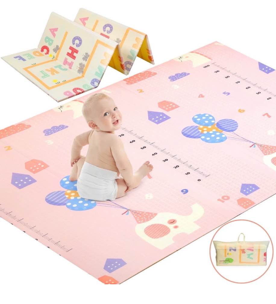 JoyStone Baby Play Mat, 78" X 70" Extra Large Reversible Foam Play Mat, Non-Toxic Foldable Animal Print Waterproof Crawl Mat for Toddlers and Babies