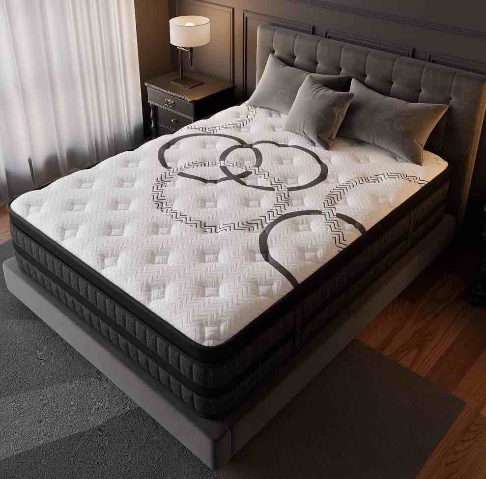 GREOO King Size Mattress 14" Hybrid Mattress in a Box Gel Memory Foam and Pocket Springs with Motion Isolation, Medium Firm, Pressure Relief, CertiPUR-US® & OEKO-TEX® STANDARD 100 Certified