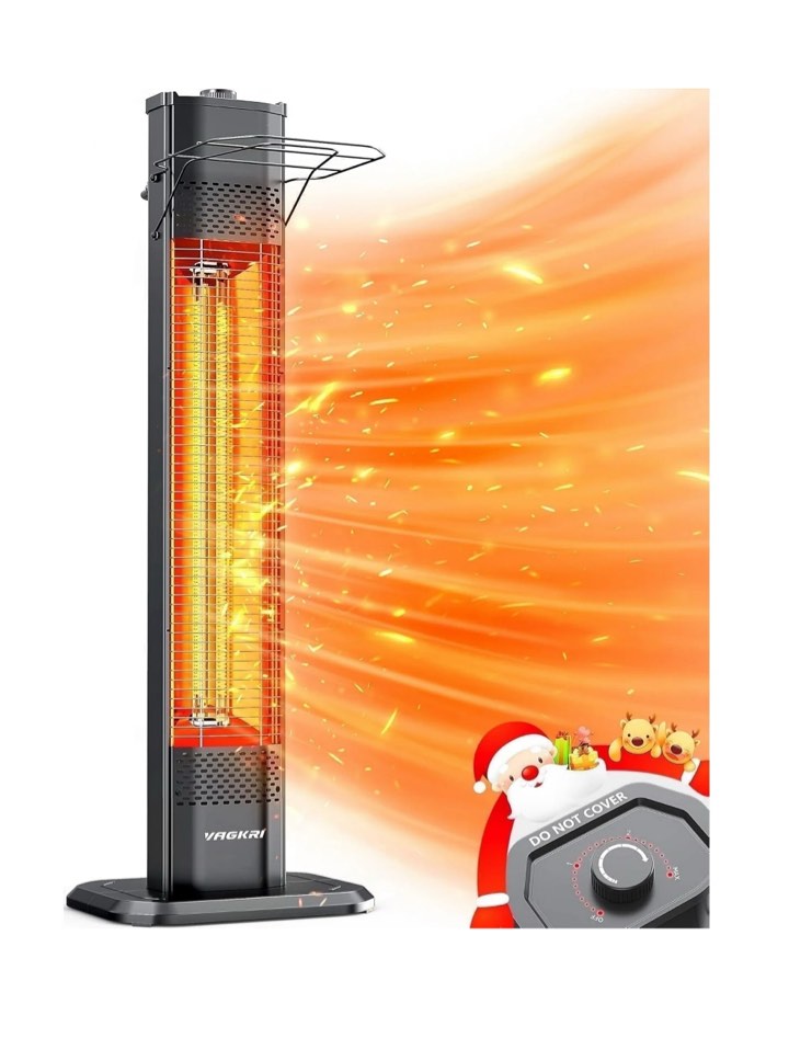 Easoger 1500W 36in Indoor Space Heaters, 100° Oscillating Portable Tower Electric Heater, Infrared Outdoor Patio Heaters, 3 Heating Level, 1s Fast Heating, Overheat Protection