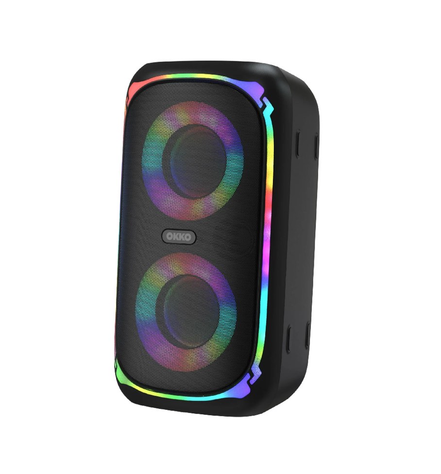 OKKO Sonic Bass V4 Portable Bluetooth Speaker – Wireless Party Speaker with Deep Bass, Karaoke Speaker with Microphone Port, LED Lights, Outdoor Portable Rechargeable Speaker