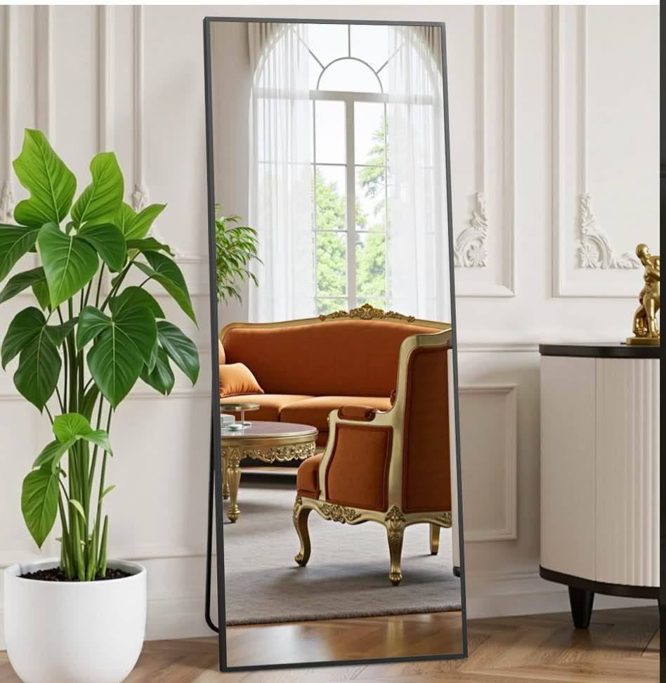 EDX Full Length Mirror 64"x21" Full Body Mirror Rectangle Free Standing Wall Mounted Leaning Hanging Floor Mirrors, Black