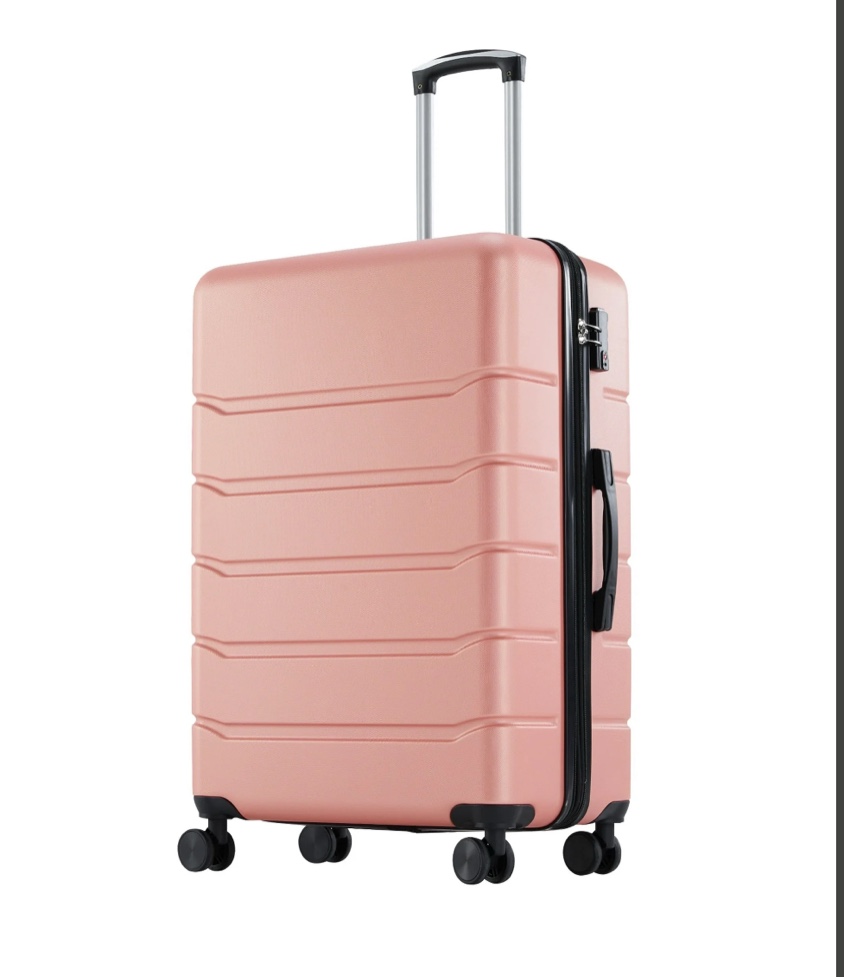 edx 24 inch hardside expandable luggage with spinner wheels, checked-medium lightweight expandable rolling luggage with tsa lock, pink