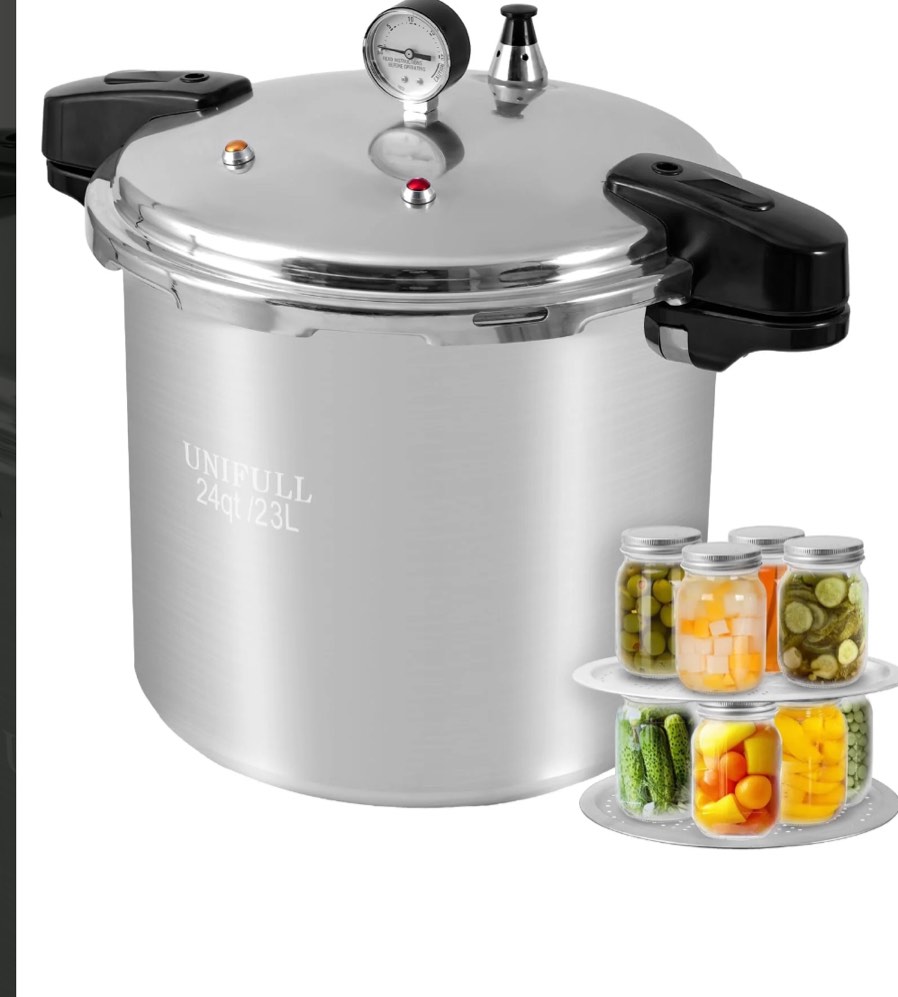 unifull 24 quart/23 liter pressure cooker,pressure canner with pressure gauge,pressure relief valve - 14 psi,and sealing ring