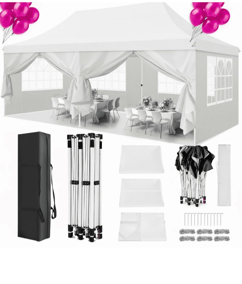 HOTEEL Pop up Canopy Tent with 6 Removable Sidewalls, Instant Outdoor Canopy Shelter with Upgrade Raised Roof and Carry 