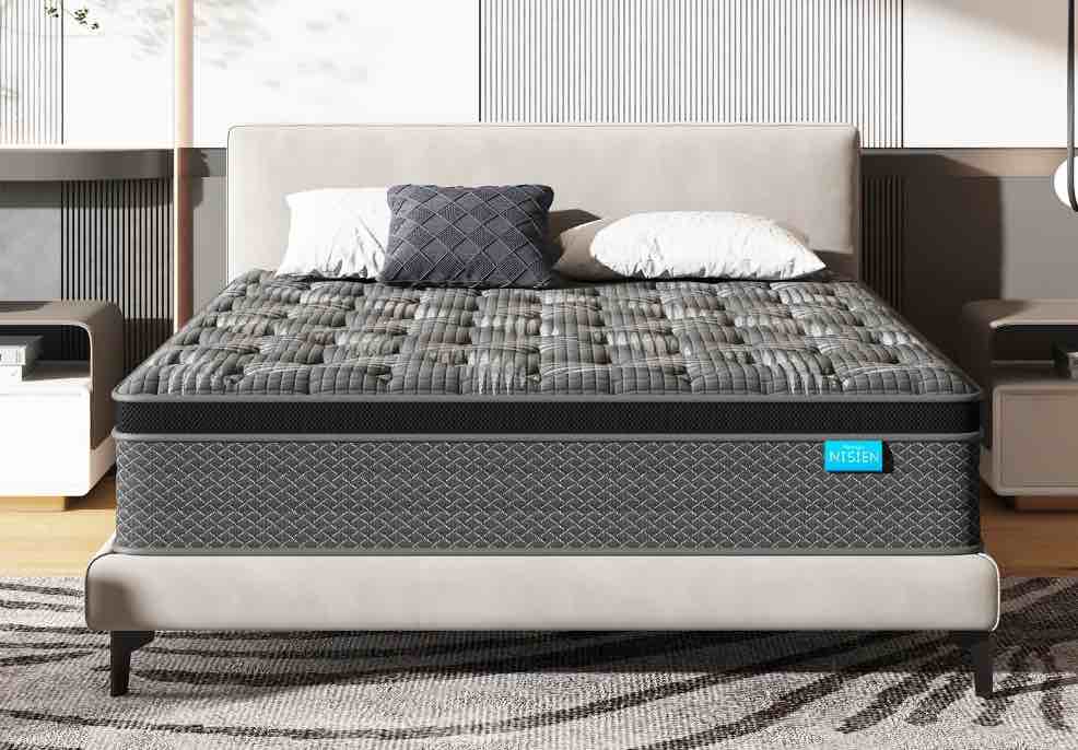 king mattress,nisien 14 inch hybrid mattress in a box, gel foam mattress, individually wrapped pocket coils innerspring mattress, support & pressure relief, medium firm feel, 76"*80"*14"