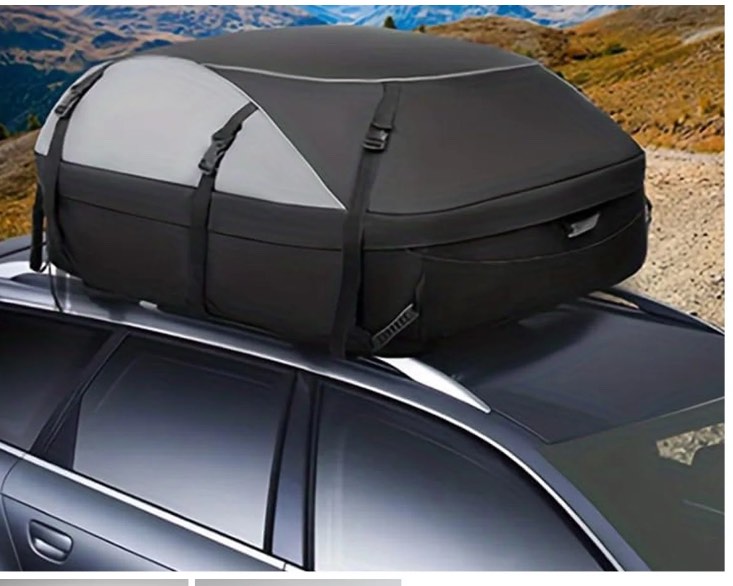 car roof bag rooftop cargo carrier, 21 cubic feet 1000d waterproof vehicle soft-shell carriers for cars with/without luggage rack, with combination lock, 6 door hooks, reinforced strap,storage bag