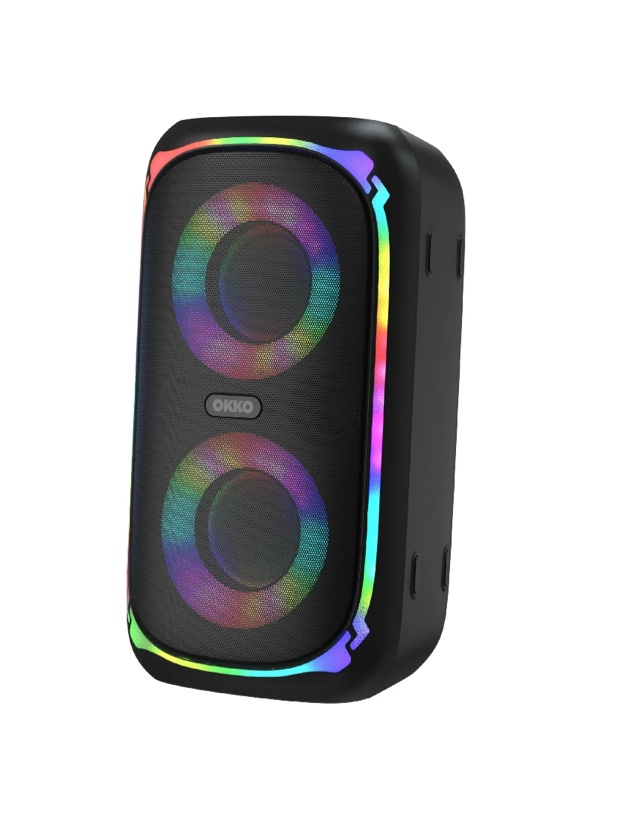 okko sonic bass v4 portable bluetooth speaker – wireless party speaker with deep bass, karaoke speaker with microphone port, led lights, outdoor portable rechargeable speaker