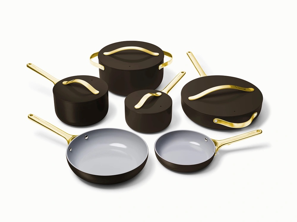 carote 1-piece tri-ply stainless steel pots and pans set, induction compatible - black  and gold