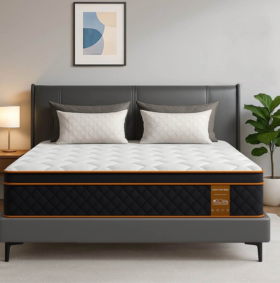 gibaha 10 inch queen mattress in a box, gel memory foam and pocket spring, hybrid medium comfort, pressure relief & motion isolation