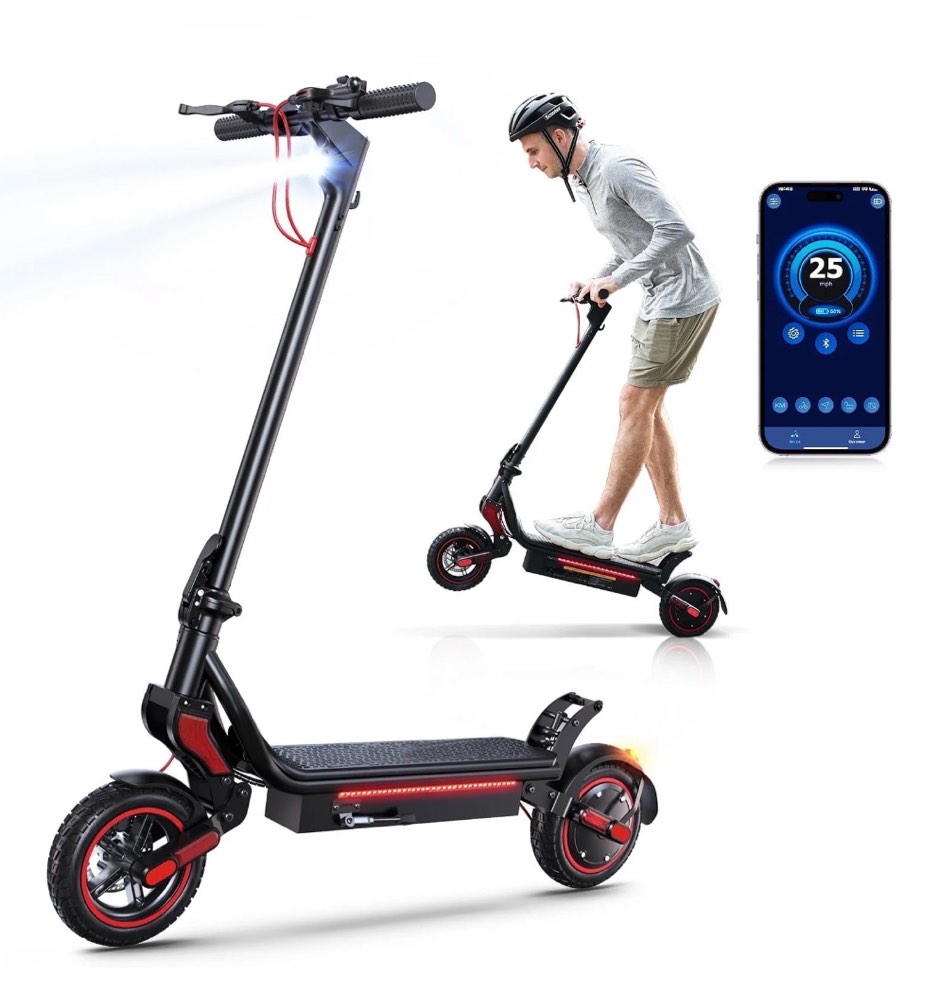 Rolldustry R8 Rocker Arm Electric Scooter for Adults, 750W 9.3" Tire, Max 25 Mph Speed 28 Miles Range E scooter with Ambient Lighting, Suspension Systems