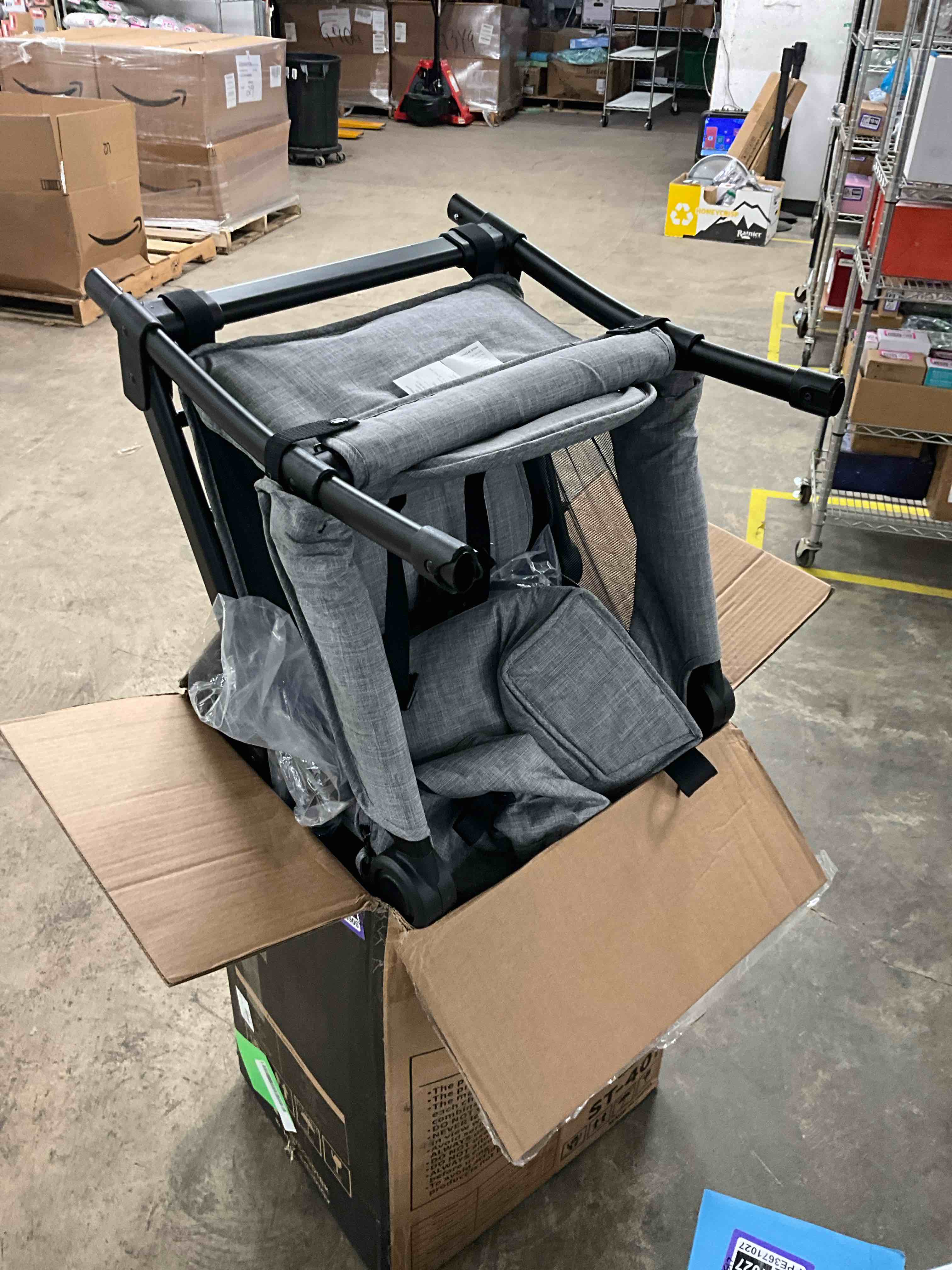 Condition photo showing As Is for HARPPA Foldable Wagon Stroller for 2 Toddlers with Pull & Push Handle, Canopy, 32.9lbs, Gray