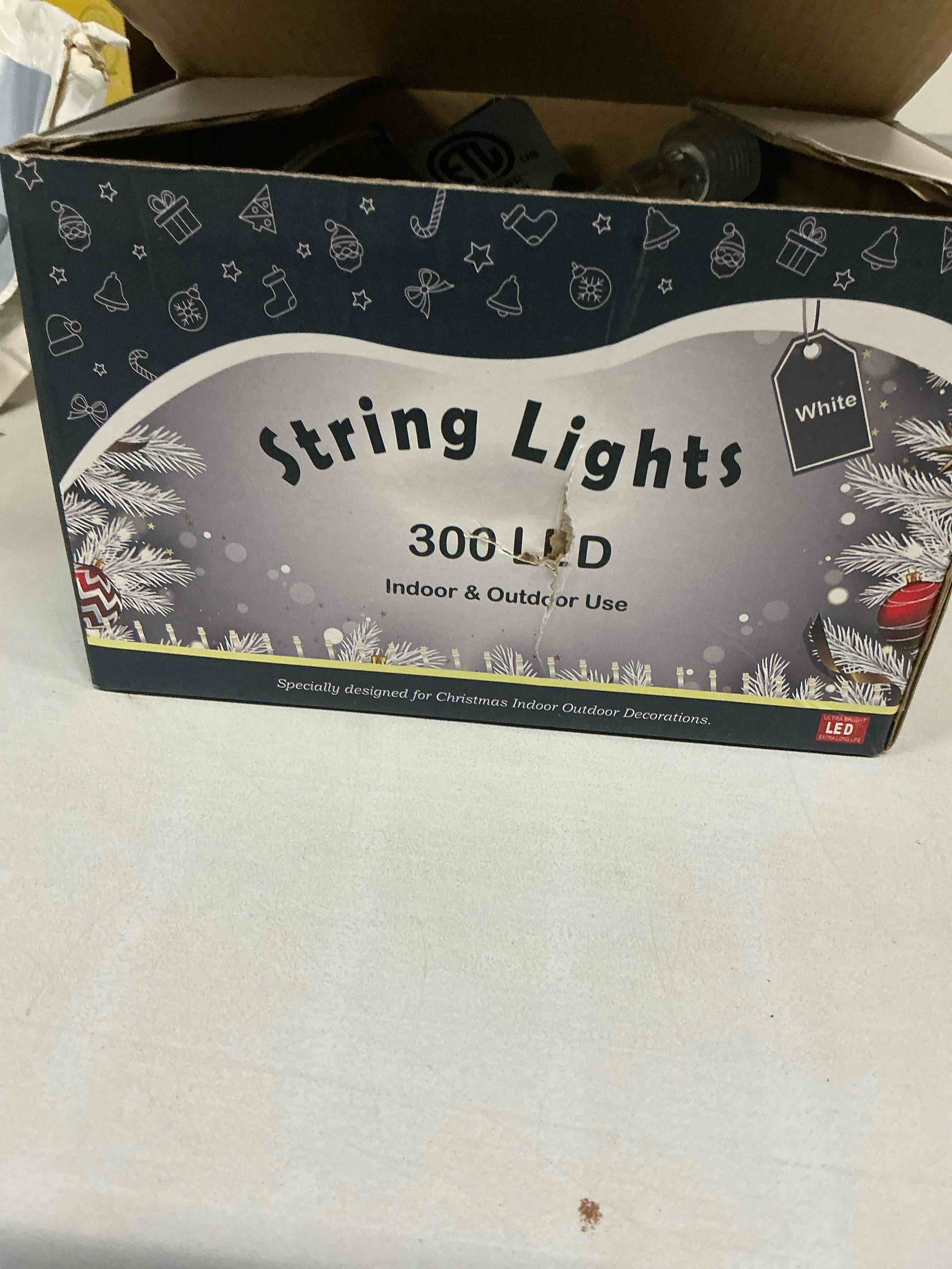 Condition photo showing New/Like New for LJLNION 300 LED String Lights Outdoor Indoor, Extra Long 98.5FT Super Bright Christmas Lights, 8 Lighting Modes, Plug in Waterproof Fairy Lights for Holiday Wedding Party Bedroom Decorations ( White)
