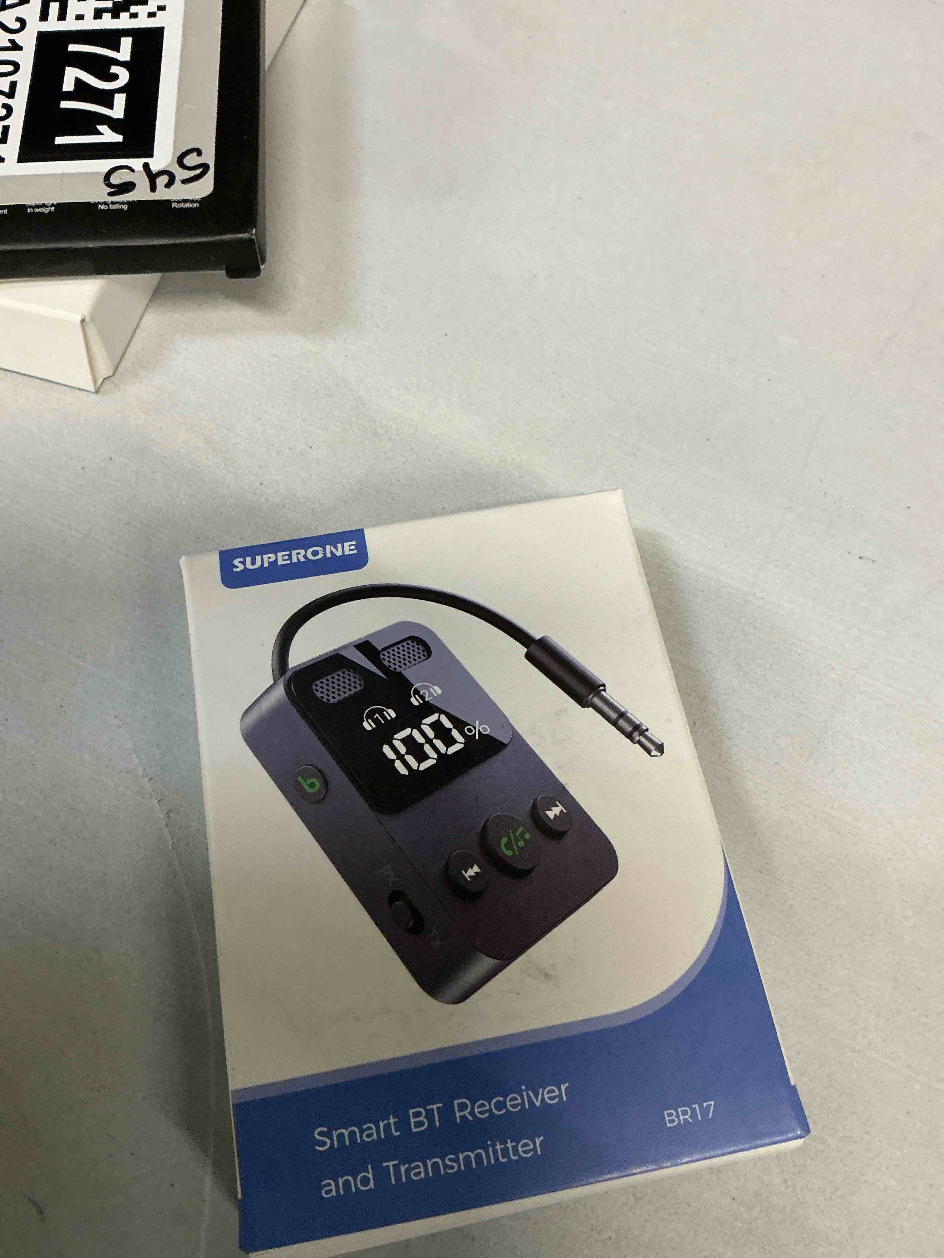 Condition photo showing Good Condition for superone airplane bluetooth 5.3 adapter for 2 airpods or headphones, hd display bluetooth wireless transmitter, 20hr playtime, 3.5mm aux audio jack adapter for airplane/tv/car/home stereo