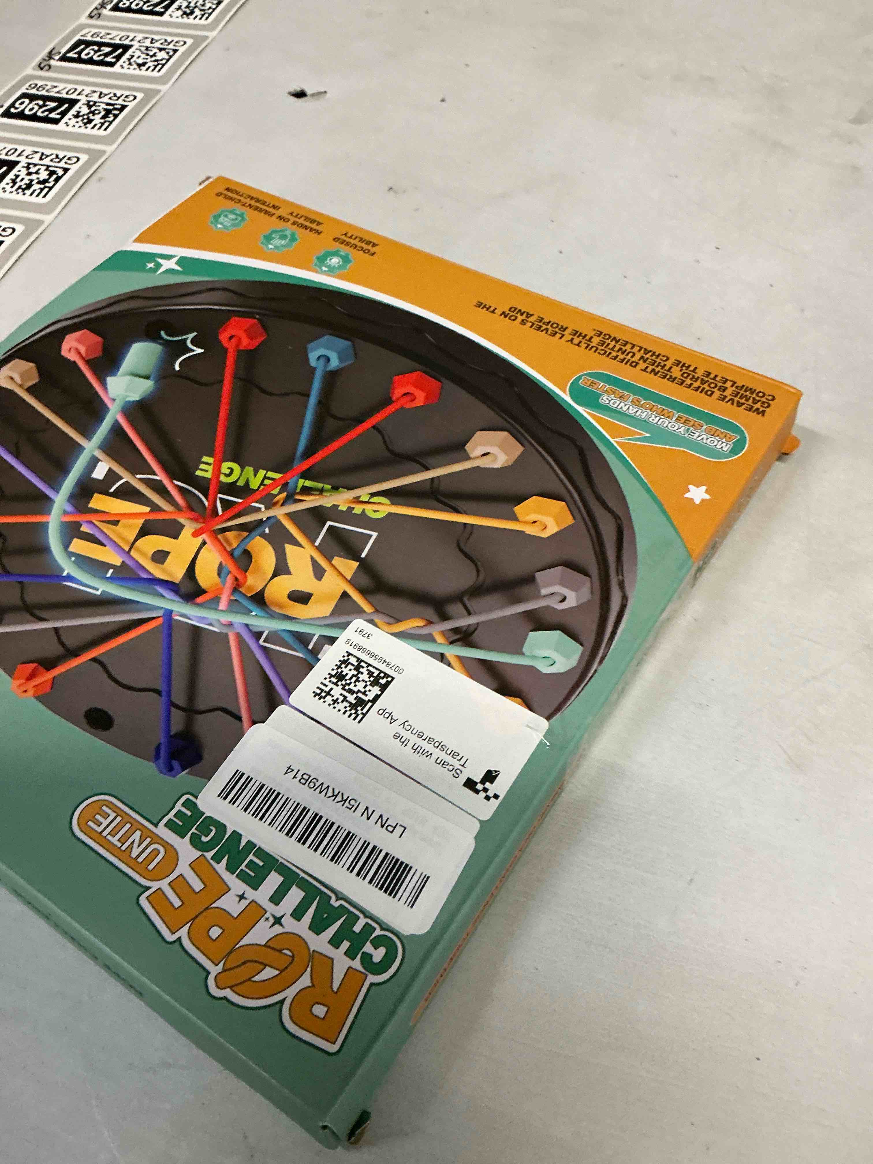 Condition photo showing Good Condition for rope untangling puzzle game, educational strategy board game for kids & adults, family travel party games with multi-level challenges, gifts for all ages(manual on box) large(8.8 in)