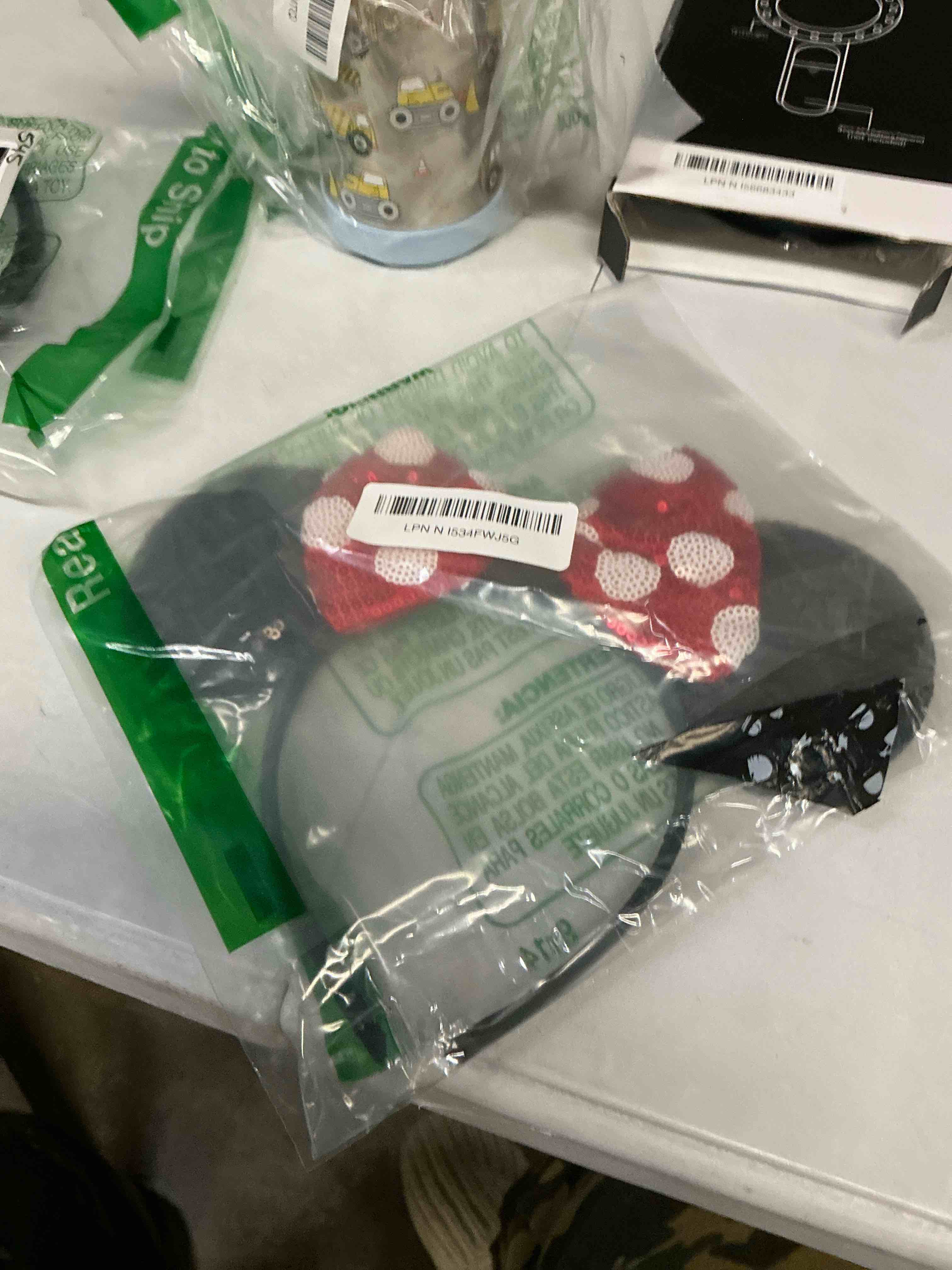 Condition photo showing Good Condition for jiahang polka dot mic mouse ear headband hair bow headband, sequin bow festival fashion hairband amusement park headwear for women girls yj-polkadotredbow
