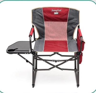 SUNNYFEEL Camping Directors Chair, Heavy Duty,Oversized Portable Folding Chair with Side Table, Pocket for Beach, Fishing,Trip,Picnic,Lawn,Concert Outdoor Foldable Camp Chairs