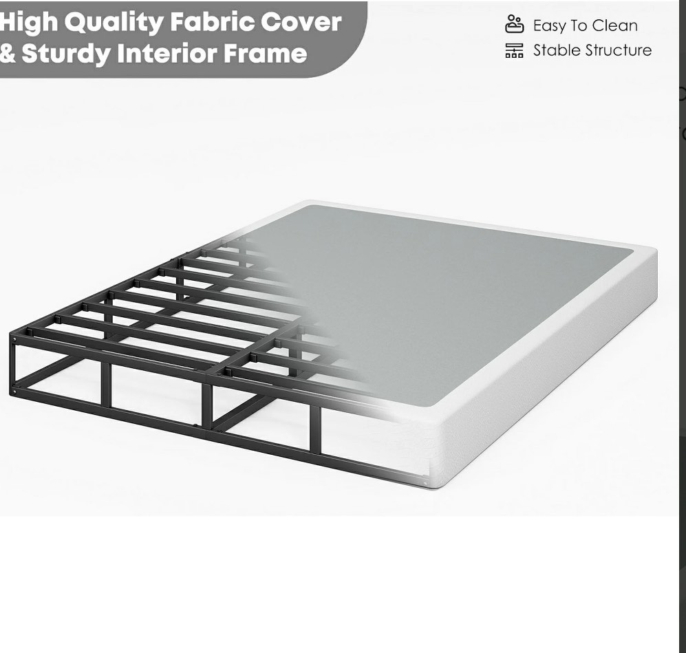 ULIESC 7 inch King Metal Box Spring, Sturdy Mattress Foundation, Fabric Cover Included, Easy Assembly