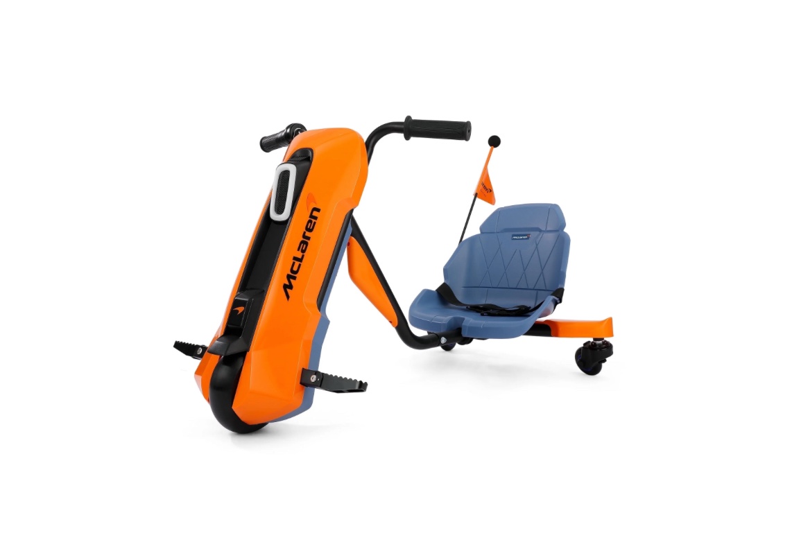 McLaren Licensed 24V Ride on Toys,Drift Kart for Kids, 6.5 MPH Max,360° Spin Electric Go Kart for Kids, 3 Adjustable Seat, Music, Bluetooth,Orange