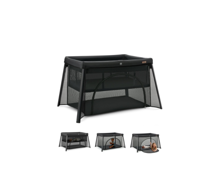 HARPPA Portable Travel Crib with Mattress, Foldable Playard for Baby and Toddler, 11lbs, Black