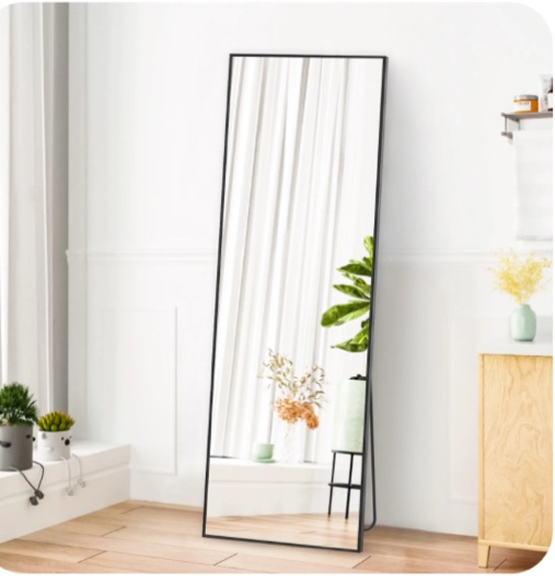 CONCETTA 59"x16" Rectangle Full Length Mirror, Full Body Standing Mirror Floor Mirrors, Black