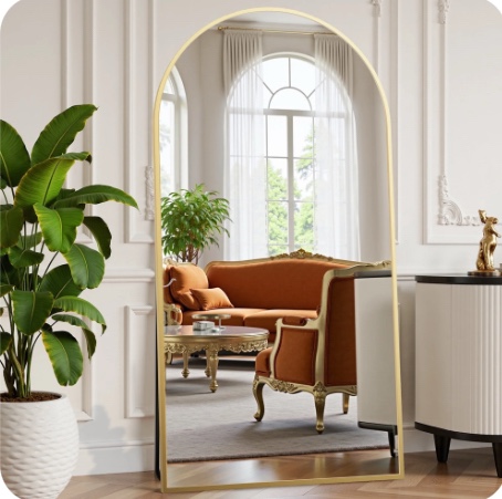 EDX Arched Full Length Mirror 71"x26" Full Body Mirror Rectangle Free Standing Wall Mounted Leaning Hanging Floor Mirrors, Gold