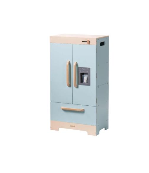 Robud Pretend Maker Play Kitchen for Toddlers, Wooden Fridge with Fake Ice Dispenser, Gift for Ages 3+, Blue