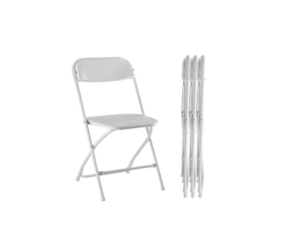 edx 4-pack folding chair, indoor portable, stackable for events, offices, weddings and restaurants, white
