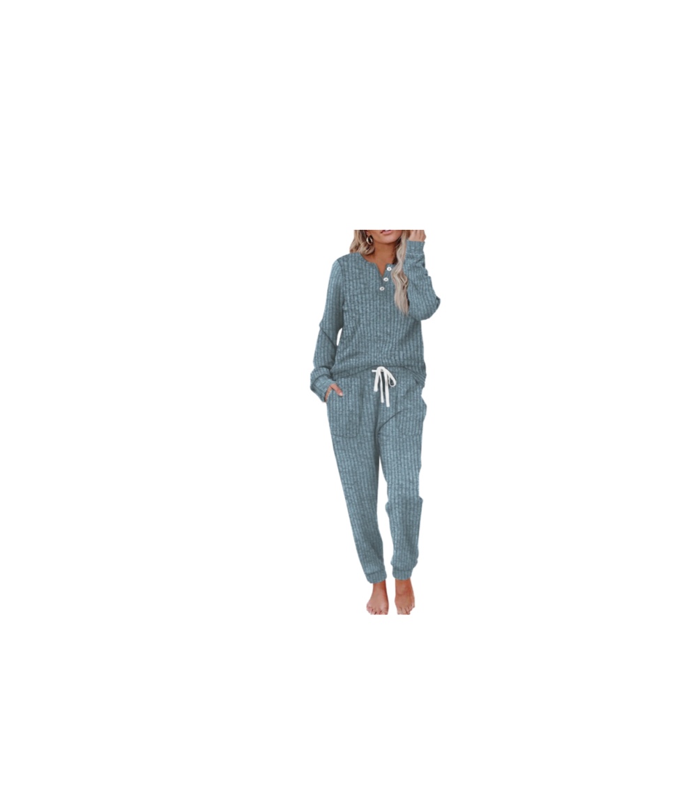 moshu two piece womens pajama sets button down shirts and drawstring pants with pockets solid lounge sets for women color blue (((size s))))