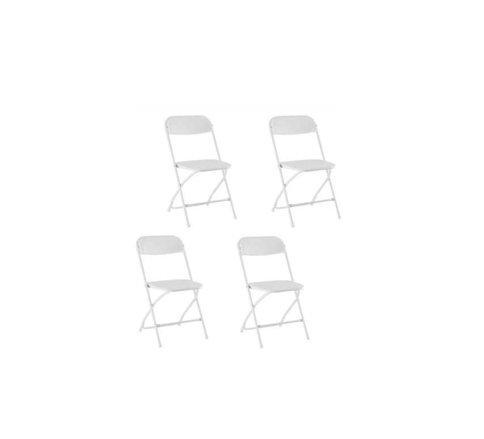 CONCETTA Plastic Folding Chair Set of 4, 330LB Load Capacity Lightweight for Indoor/Outdoor, White