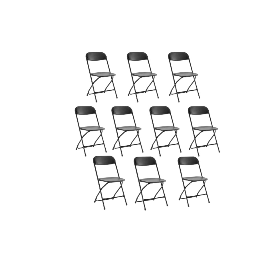 edx 10-Pack Folding Chair, Indoor Portable, Stackable for Events, Offices, Weddings and Restaurants, Black