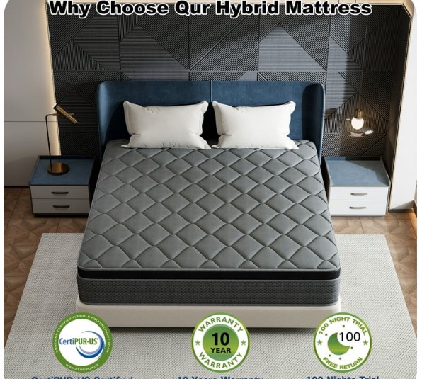 Mocangtu 12" Full Hybrid Mattress in a Box, Gel Memory Foam with Individually Wrapped Pocket Coils, Medium Firm, Pressure Relief, Cooling Sleep Support