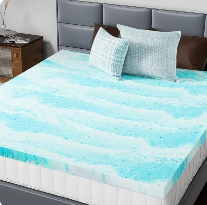 concetta 3 inch queen size memory foam mattress topper with cooling gel, pressure relief for back pain, comfort bed topper, certipur-us certified