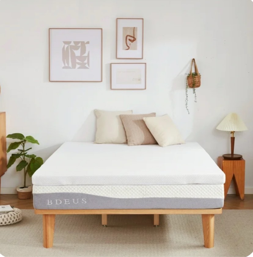 bdeus 2 inch gel memory foam mattress topper, cool gel infused foam bed topper, pressure relief, removable soft cover, king size
