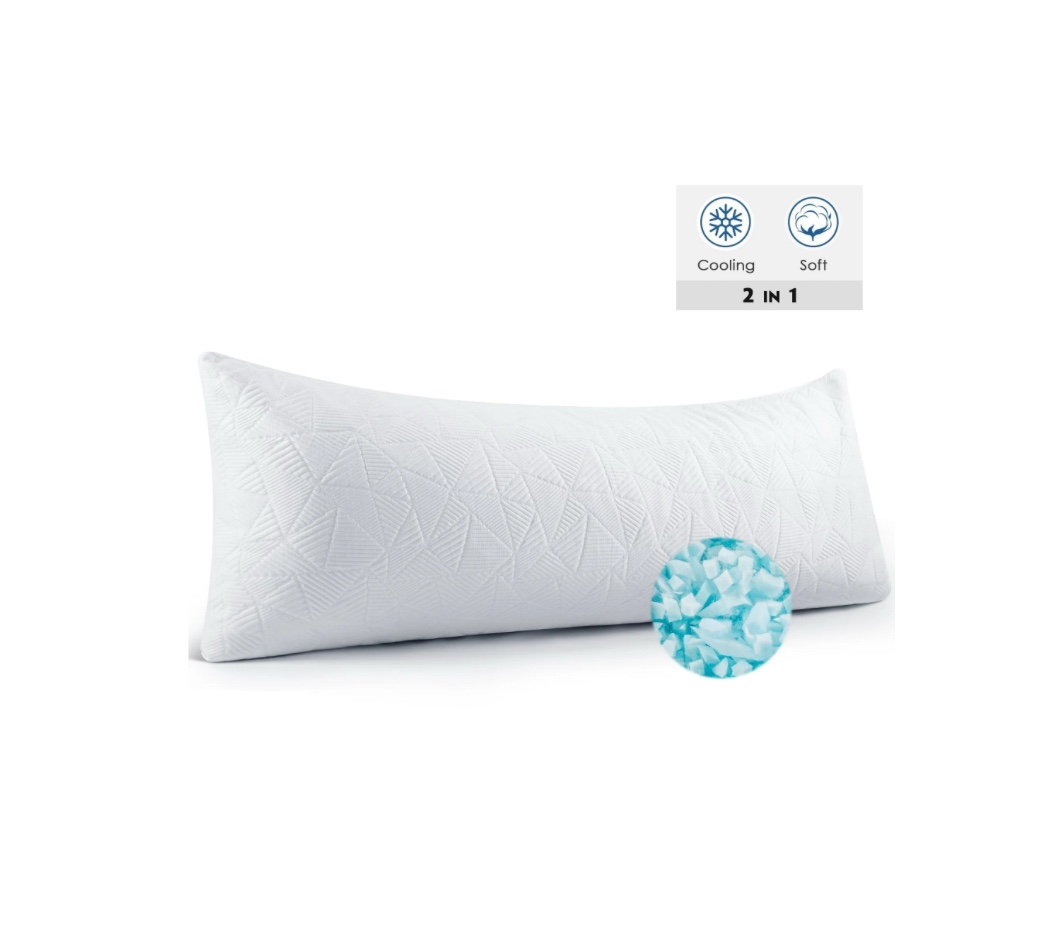moonorah body pillow, shredded memory foam soft cooling long body pillows for adults side sleeper, 2 in 1 large full bed pillows for sleeping - 20x54 inch, white