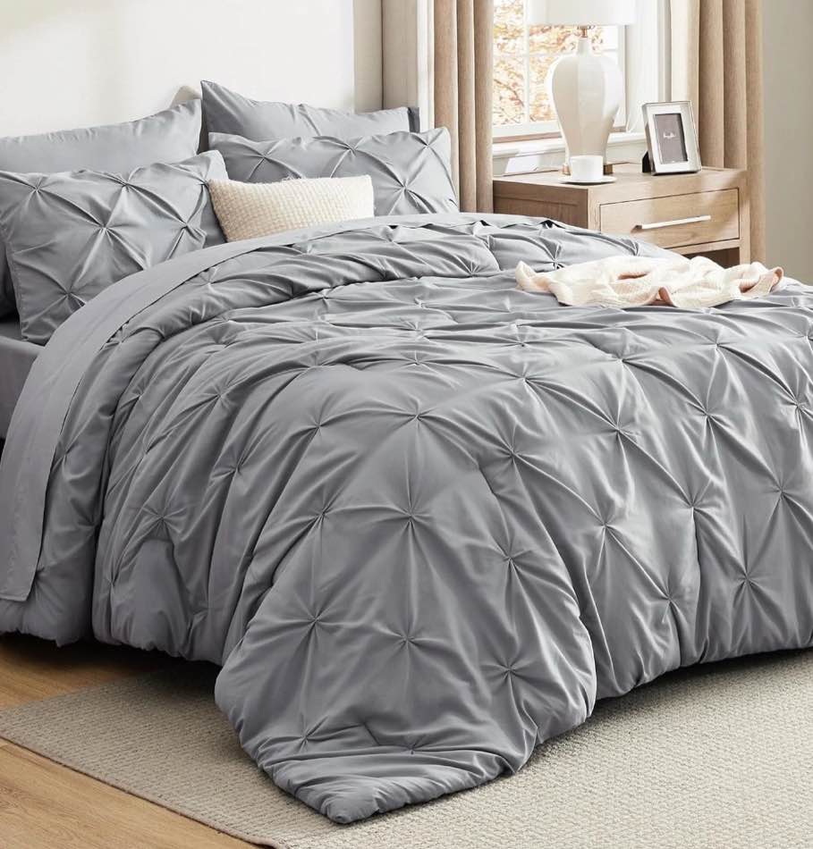 U by Bedsure Full Size Comforter Sets - Bedding Sets Full 7 Pieces, Bed in a Bag Grey Bed Sets with Comforter, Sheets, Pillowcases & Shams, Adult & Kids Bedding, Gray