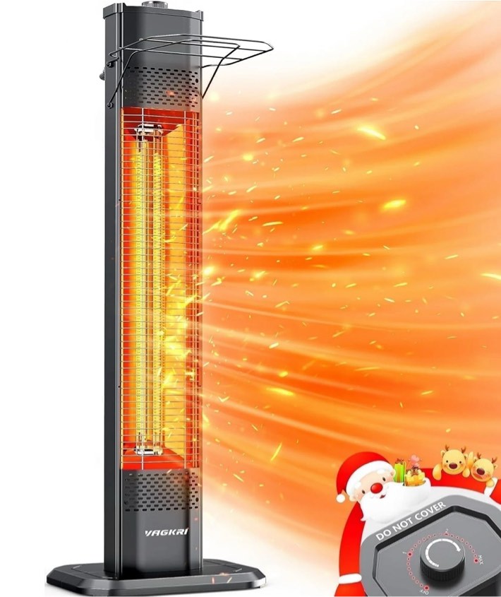 Easoger 1500W 36in Indoor Space Heaters, 100° Oscillating Portable Tower Electric Heater, Infrared Outdoor Patio Heaters, 3 Heating Level, 1s Fast Heating, Overheat Protection