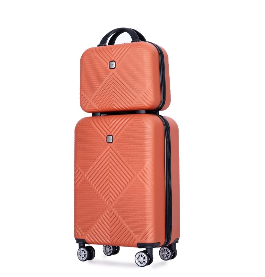 tripcomp luggage sets 2 piece suitcase set (14/20/)hardside suitcase with spinner wheels lightweight carry on luggage(dark orange)