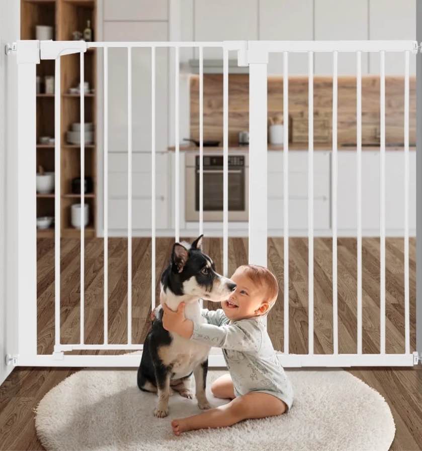baby safety gate, extra tall 36 inch ,wide 29.5"to 48.8" baby gate for stairs and doorway,gate for ages 6 to 36 months,white