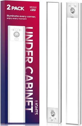 Under Cabinet Lighting, 3200mAh Rechargeable Motion Sensor Light Indoor, LED Battery Operated Cabine