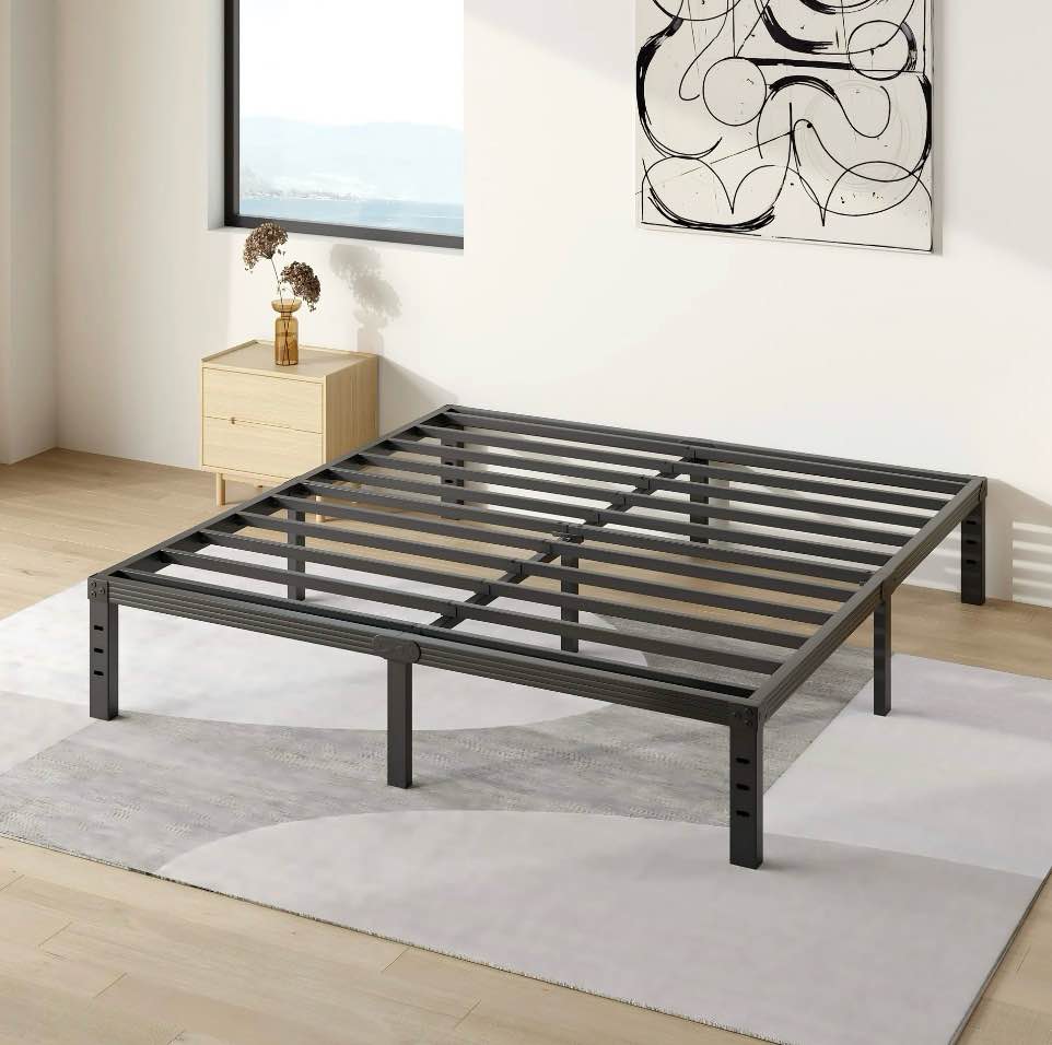 COMASACH 14 inch King Bed Frame, Easy Assembly, No Box Spring Needed, Heavy Duty Metal Platform King Size, Noise Free, Black