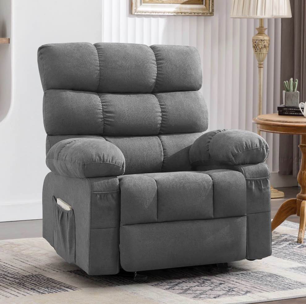 JONPONY Rocker Recliner Chair, Ergonomic Lounge Chair for Living Room,Small Spaces with Rocking Function,Side Pocket,Gray